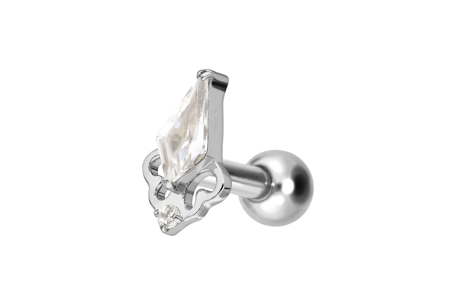 Titan Ohrpiercing mit Innengewinde KRISTALLSCHILD